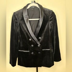 Express Black Velvet Satin Lapel Blazer